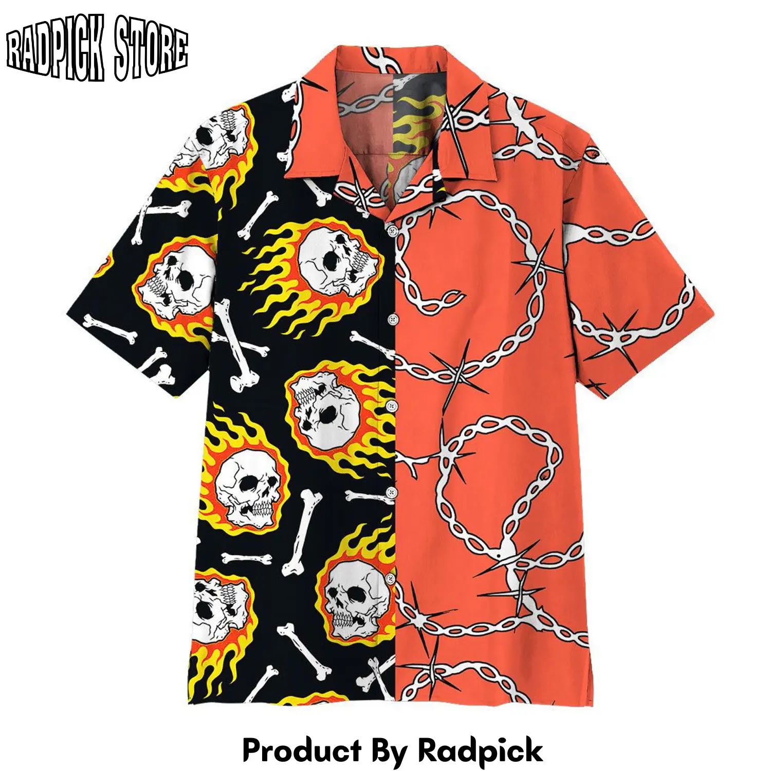 Radpick 3d fire skull hawaii shirt rp2921340